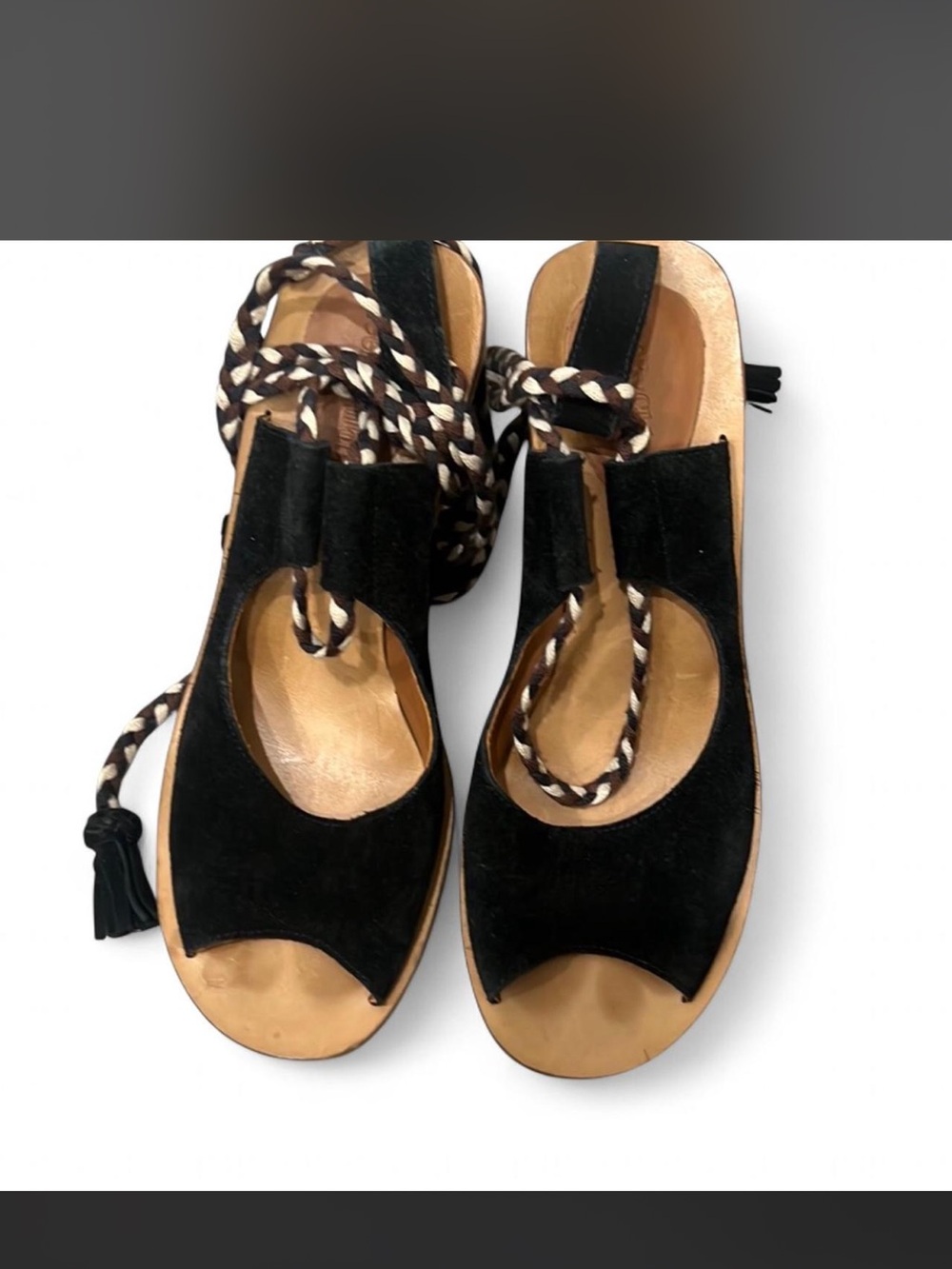 See By Chloé black suede lace-up gladiator sandals.